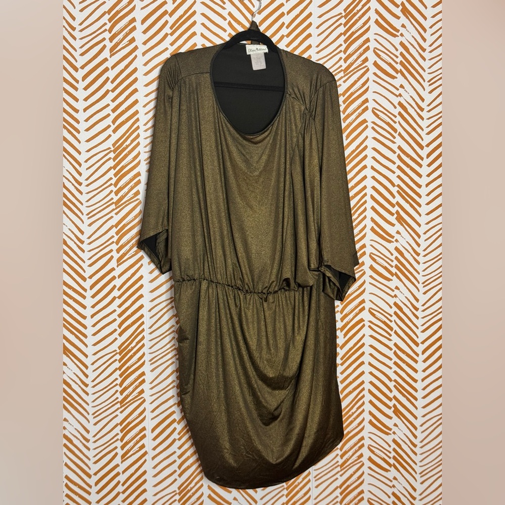 Olivia Matthews Metallic Bronze Midi Dress